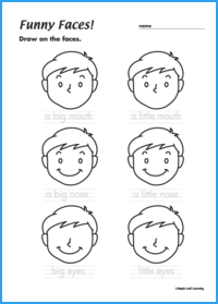 Funny Faces Adjective Worksheet