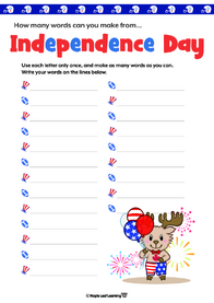 independence-day-anagram-worksheet